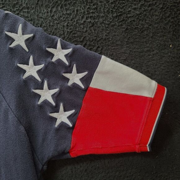 Rock Point Mens Polo Multi-Color Size Medium 100% Cotton Patriotic Pullover - Picture 10 of 12